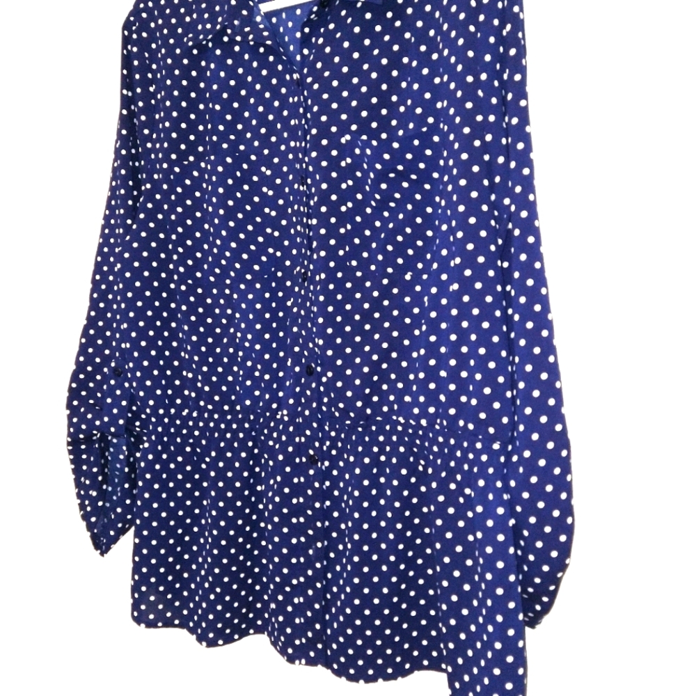 Notations polka dot button down career top xlarge